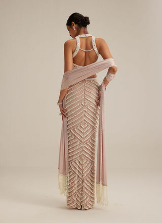 Ash pink pearl drop pencil skirt set