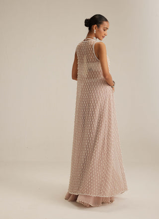 Ash pink pearl drop jacket and skirt set