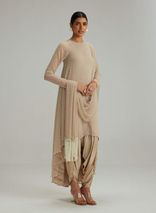 Light beige pearl kurta set