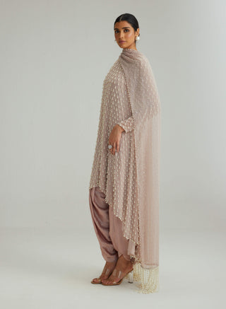 Ash pink pearl drop kurta set