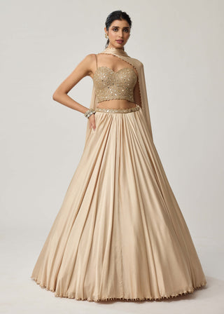 Light beige satin lehenga set