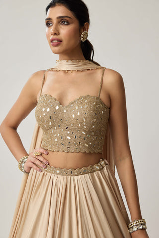 Light beige satin lehenga set