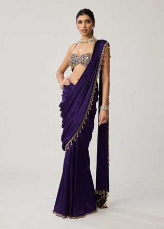 Royalty purple mirror georgette sari and blouse