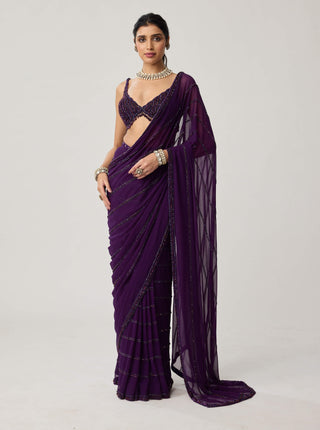 Royalty purple crystal sari and blouse