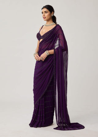 Royalty purple crystal sari and blouse