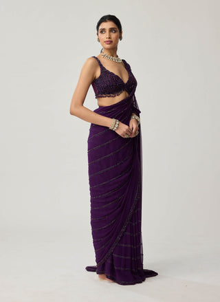 Royalty purple crystal sari and blouse