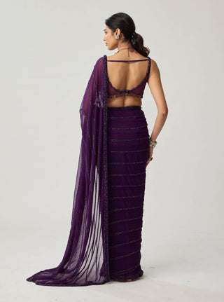 Royalty purple crystal sari and blouse