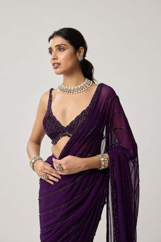 Royalty purple crystal sari and blouse
