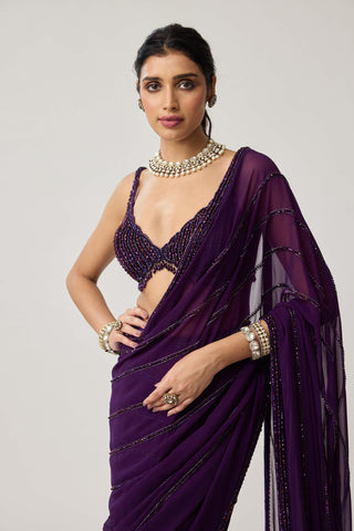 Royalty purple crystal sari and blouse