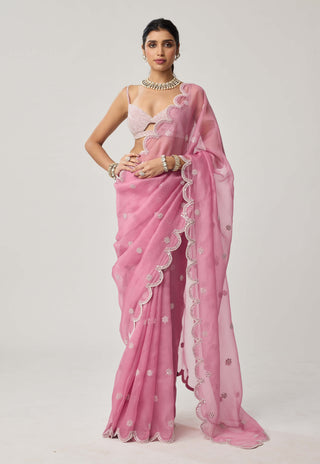 Onion pink organza sari and blouse
