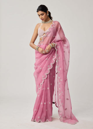 Onion pink organza sari and blouse