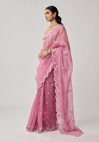 Onion pink organza sari and blouse