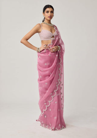 Onion pink organza sari and blouse