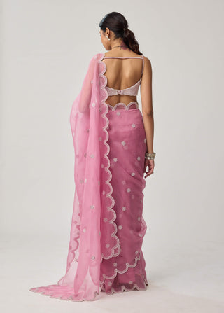 Onion pink organza sari and blouse