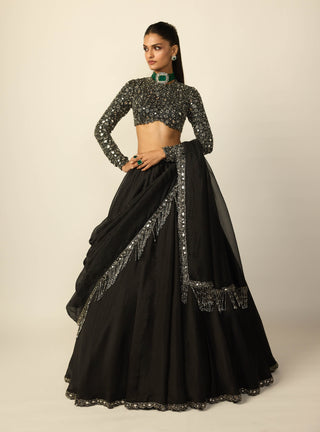 Black tassel lehenga set
