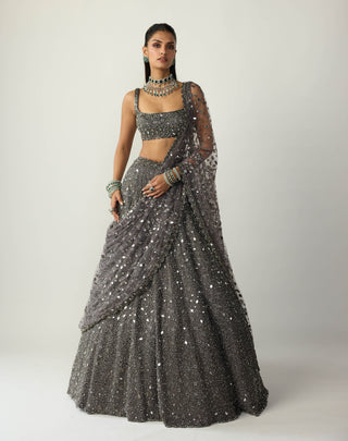 Metallic gray lehenga set