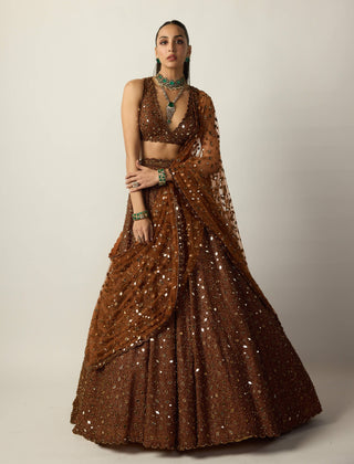 Metallic copper lehenga set