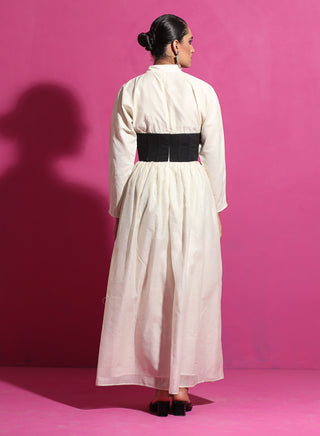 Saksham & Neharicka-Saki Ivory Corset Dress-INDIASPOPUP.COM