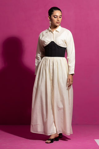 Saksham & Neharicka-Saki Ivory Corset Dress-INDIASPOPUP.COM