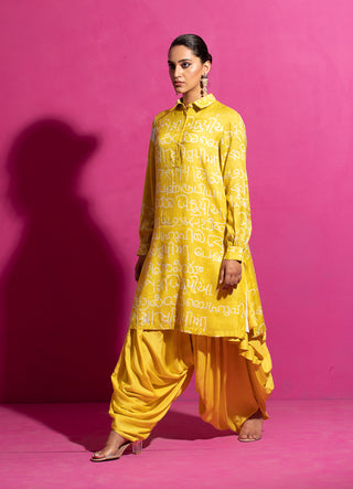 Saksham & Neharicka-Bhasha Yellow Printed Kurta Set-INDIASPOPUP.COM
