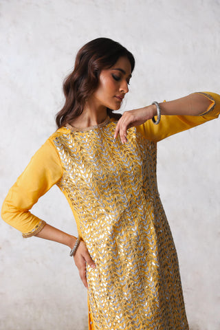 Suryamukhi yellow embroidered kurta set