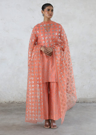Sarada peach embroidered kurta set