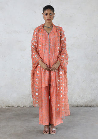 Sarada peach embroidered kurta set