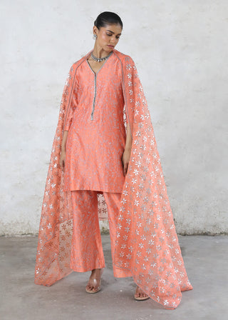 Sarada peach embroidered kurta set
