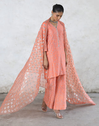 Sarada peach embroidered kurta set