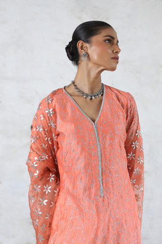 Sarada peach embroidered kurta set