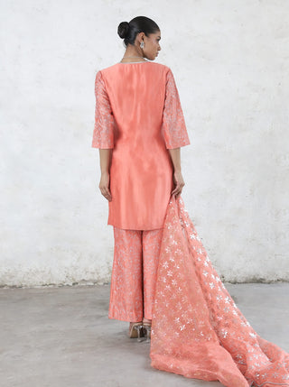 Sarada peach embroidered kurta set