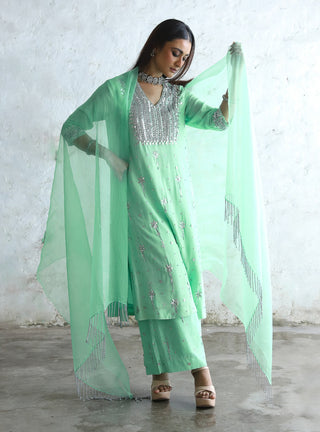 Urmi mint embroidered kurta set