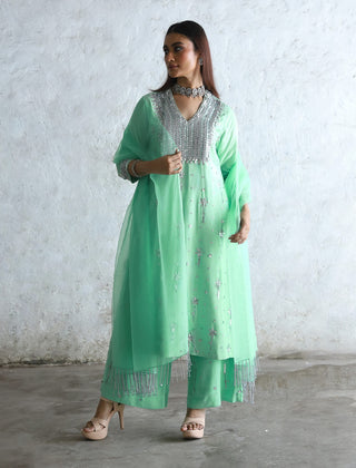 Urmi mint embroidered kurta set