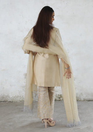 Charulata beige embroidered kurta set