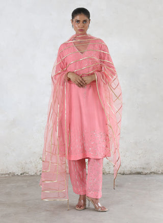 Golapi flamingo pink embroidered kurta set