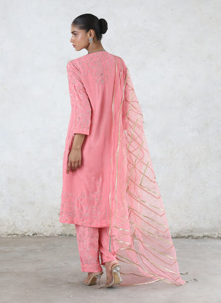 Golapi flamingo pink embroidered kurta set