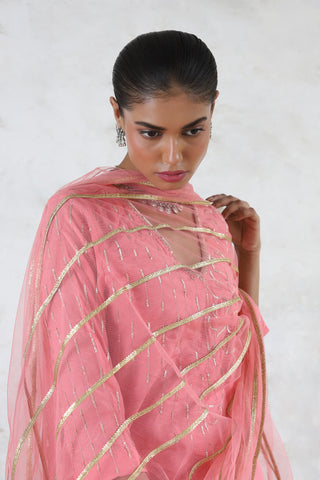 Golapi flamingo pink embroidered kurta set