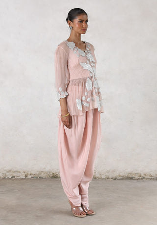 Maitreyi veiled rose dhoti set