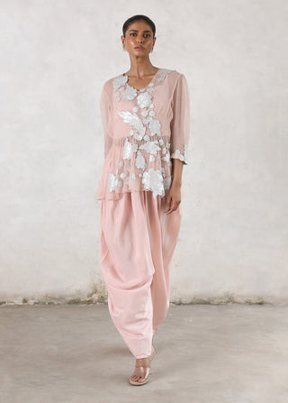 Maitreyi veiled rose dhoti set