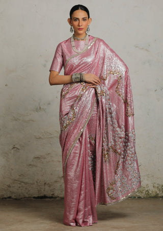Saksham & Neharicka-Usher Sari And Unstitched Blouse-INDIASPOPUP.COM