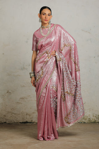 Saksham & Neharicka-Usher Sari And Unstitched Blouse-INDIASPOPUP.COM