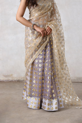 Karu-nadu beige sari and blouse piece