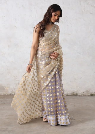Karu-nadu beige sari and blouse piece