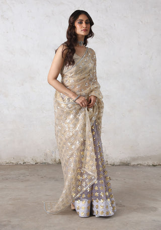 Karu-nadu beige sari and blouse piece