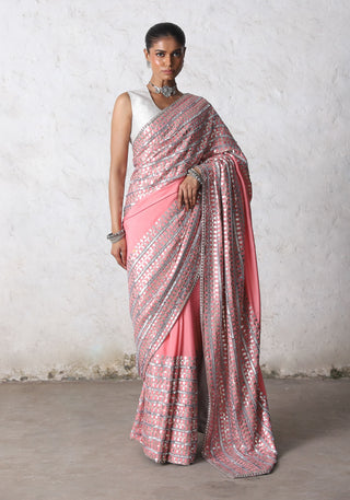 Joyeeta flamingo pink sari and blouse piece
