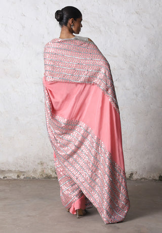Joyeeta flamingo pink sari and blouse piece