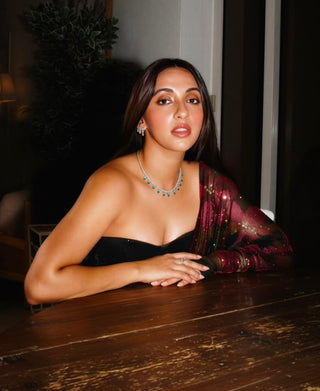 Yasmeen black corset sari set
