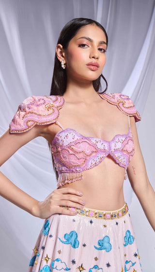 Whimsical Wonderland Ivory Lehenga Set by Papa Don'T Preach By Shubhika, available on Indiaspopup.com