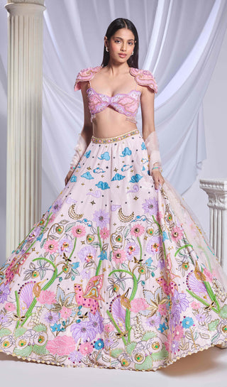 Whimsical Wonderland Ivory Lehenga Set by Papa Don'T Preach By Shubhika, available on Indiaspopup.com