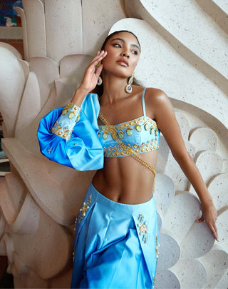 Papa Don'T Preach By Shubhika-Wynter Blue Ombre Pants And Bustier Set-INDIASPOPUP.COM